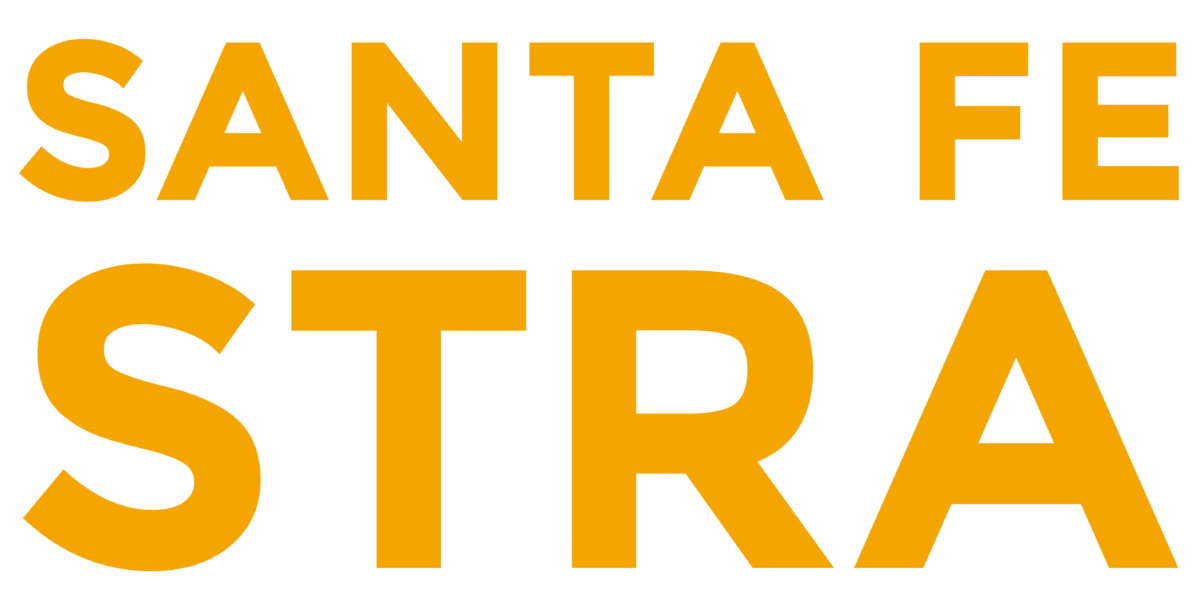 Santa Fe short-term rental alliance logo in white